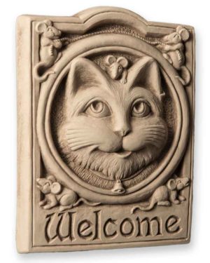 Cast Stone Welcome Plaque Featuring Cats Cat Welcome Plaque